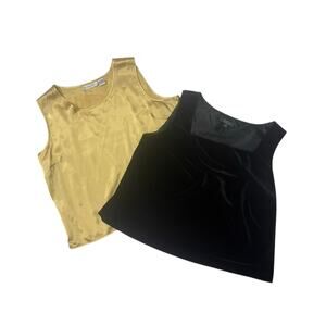 DressBarn Sleeveless Tank Tops Women XL Black Gold Special Occasion Dressy Boxy